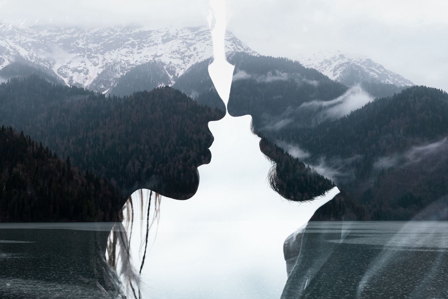 Silhouette nature double exposure