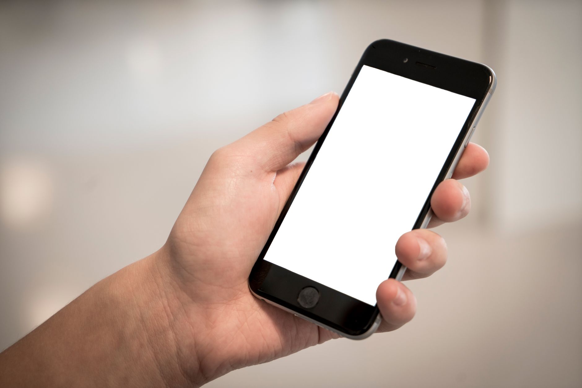 Smartphone screen mockup hand