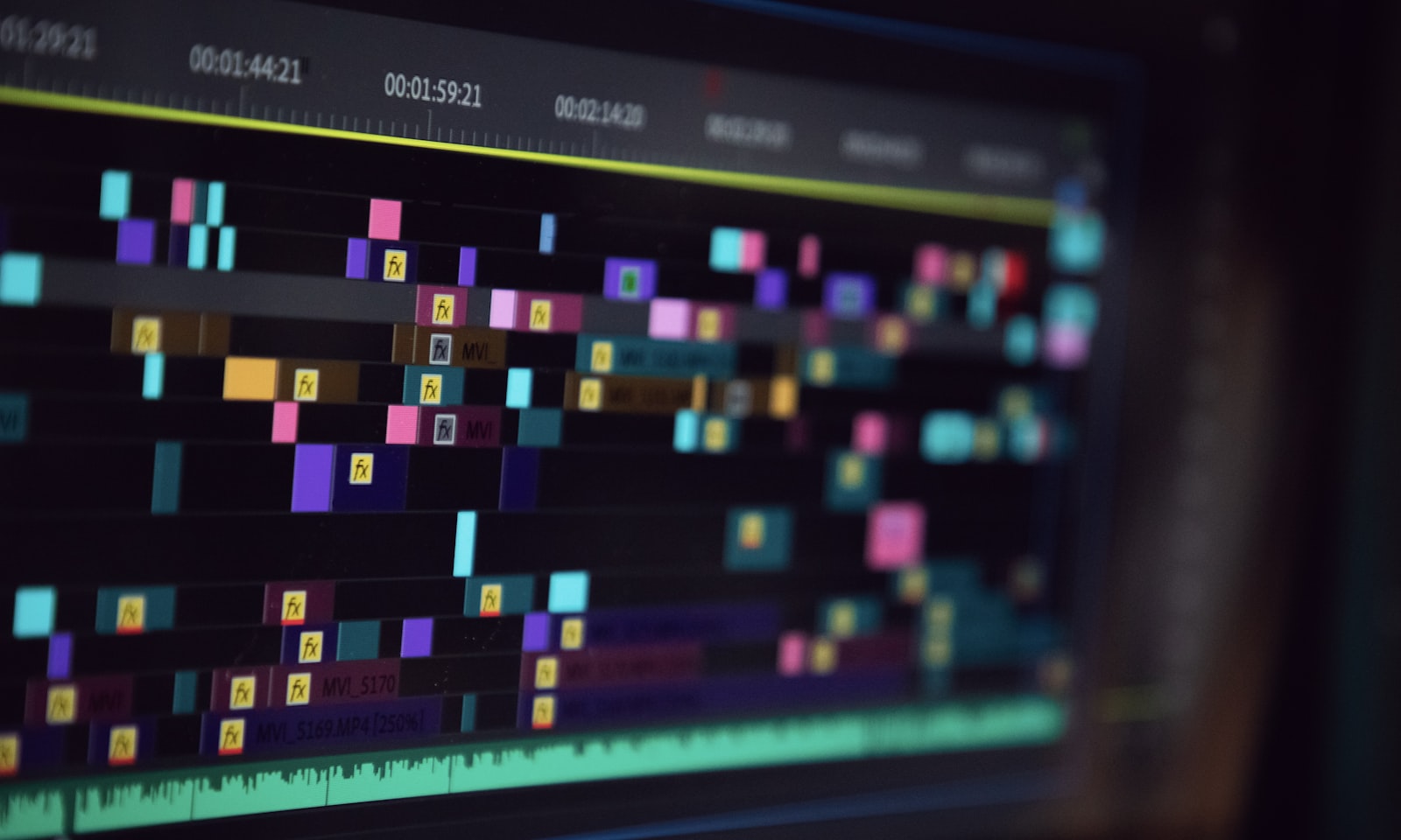 Video editing timeline screen