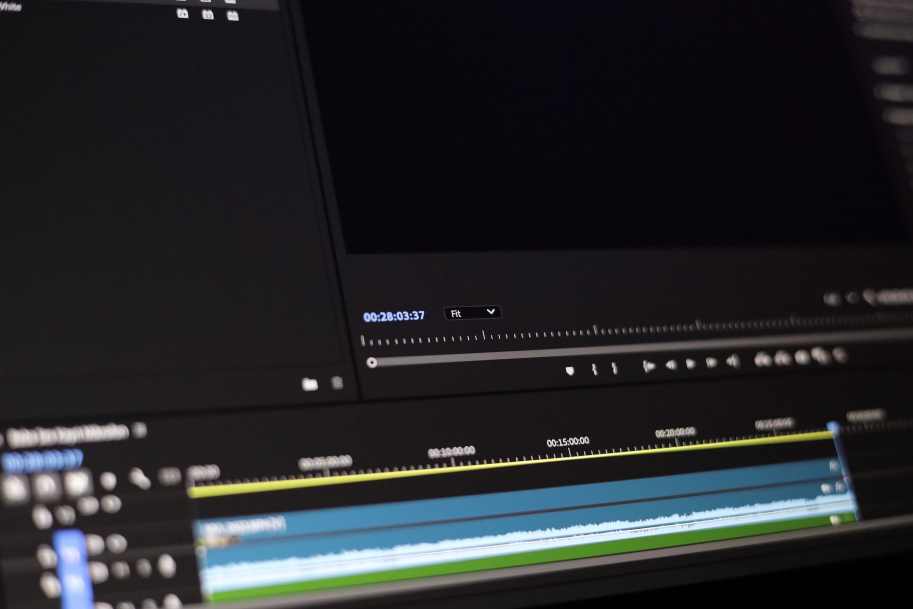 Video editing timeline screen