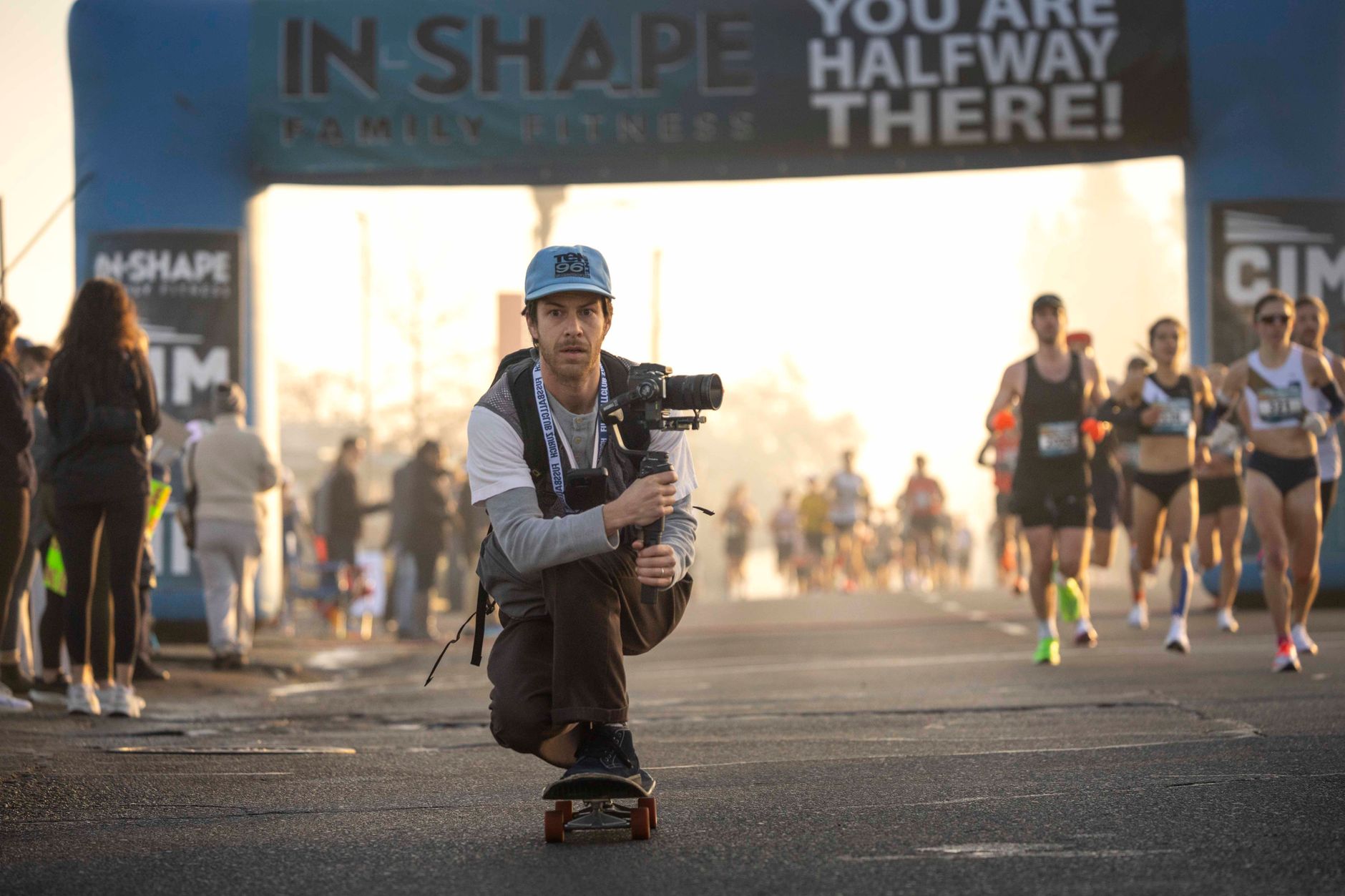 Videographer running