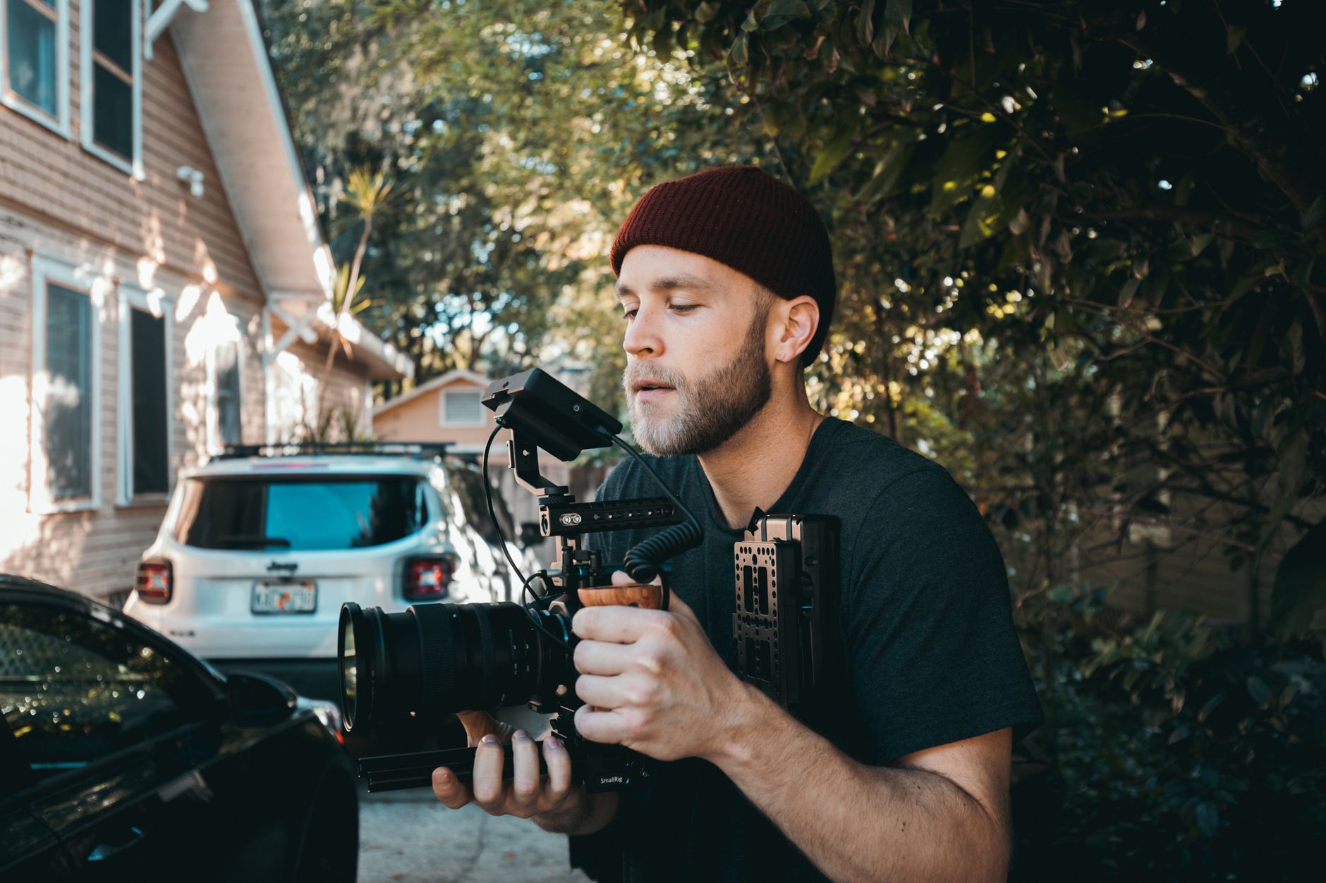 Videographer shooting handheld