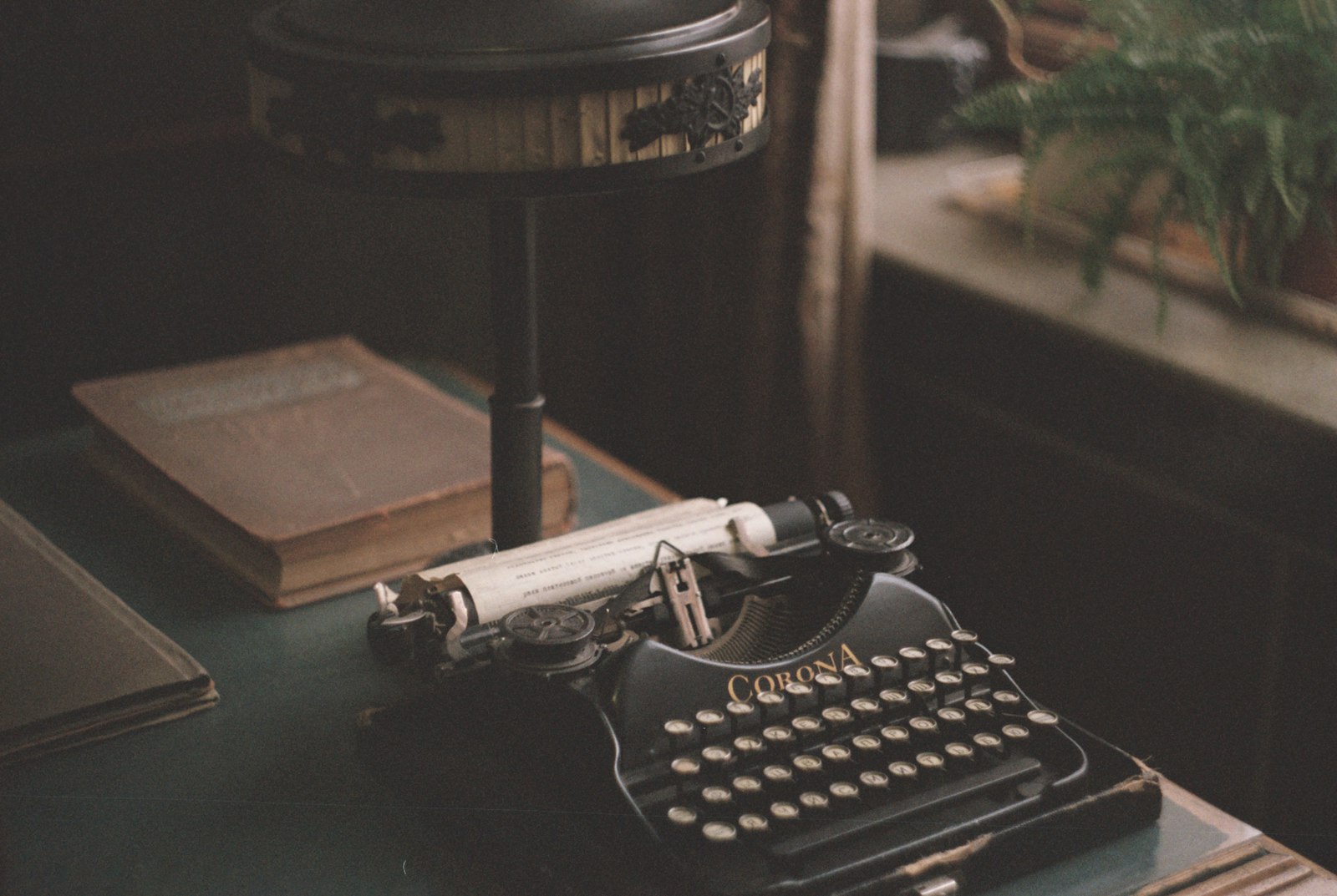 Writer typing words