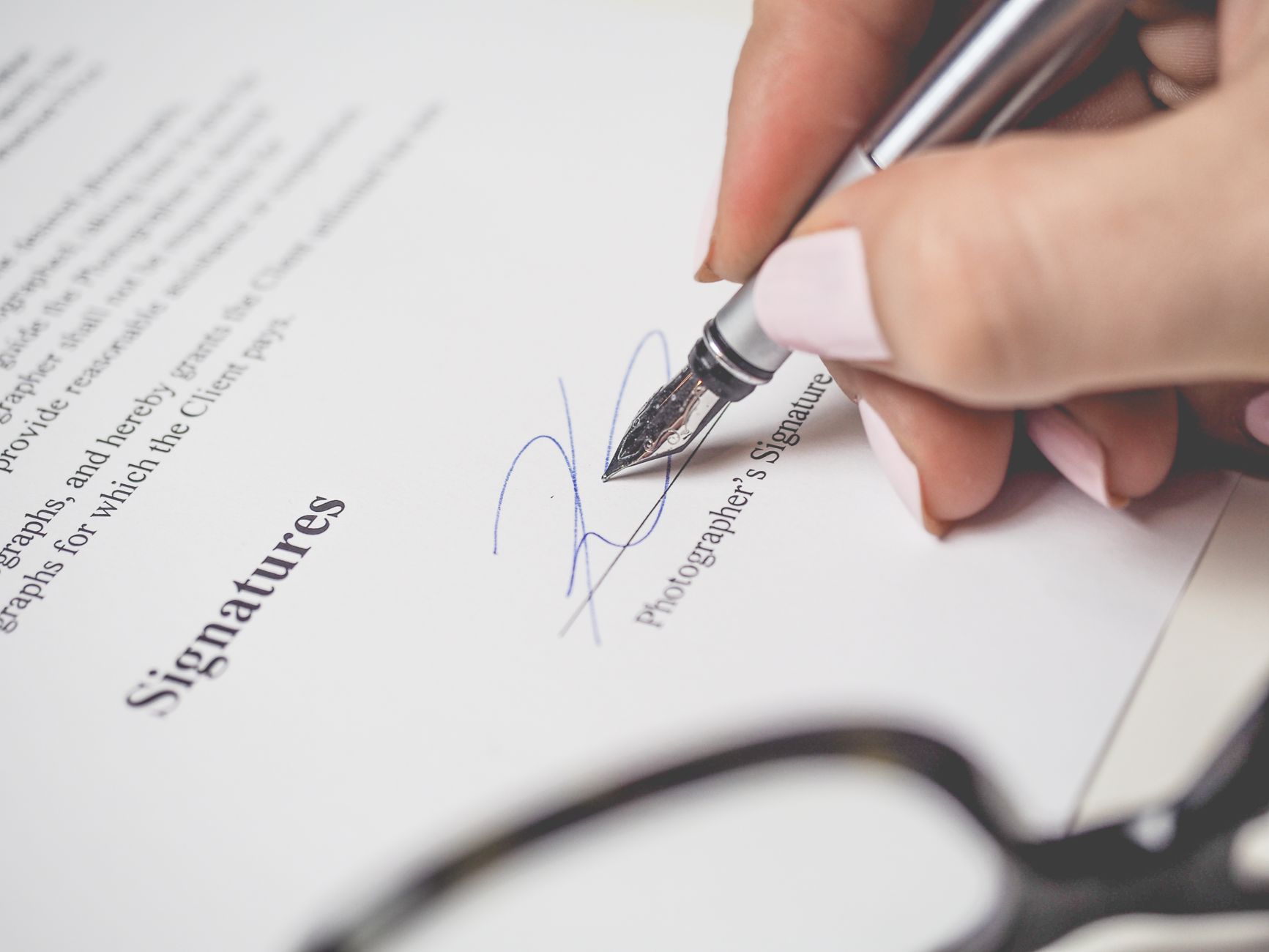 Writing signature ink