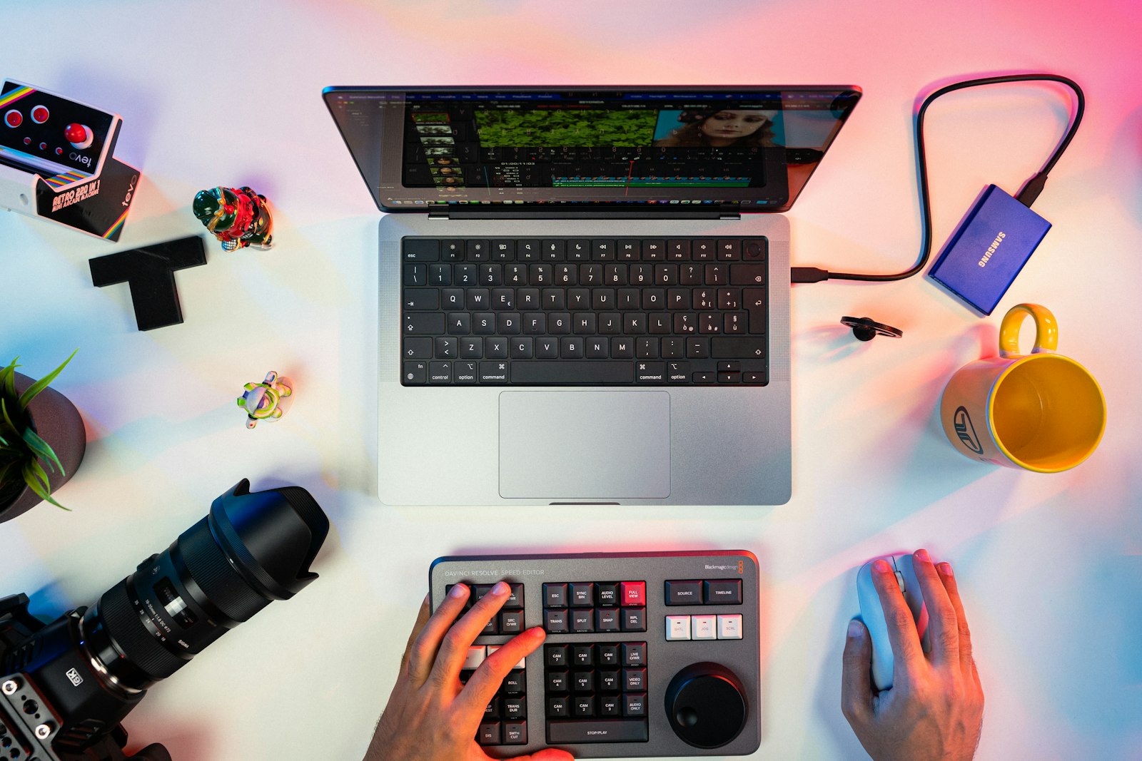 Youtuber editing workspace