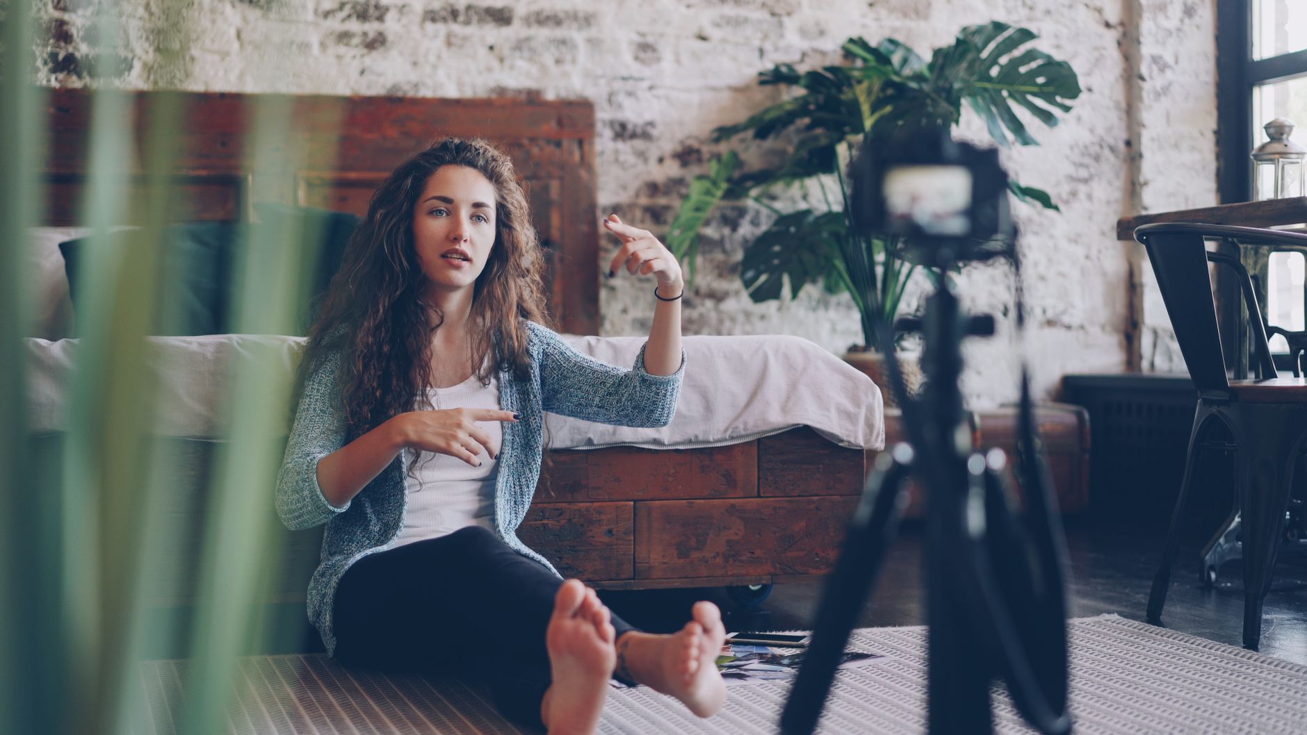 Youtuber speaking to camera